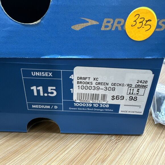 Brooks Draft XC Mens Size 11.5 Track Spikes Green Cross Country Shoes Cleats - Picture 2 of 10